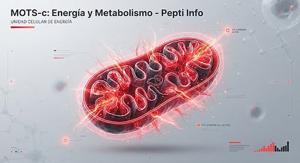 Ilustracion cientifica en alta resolucion de una mitocondria brillante liberando energia roja y blanca, representando el NAD+ como combustible celular